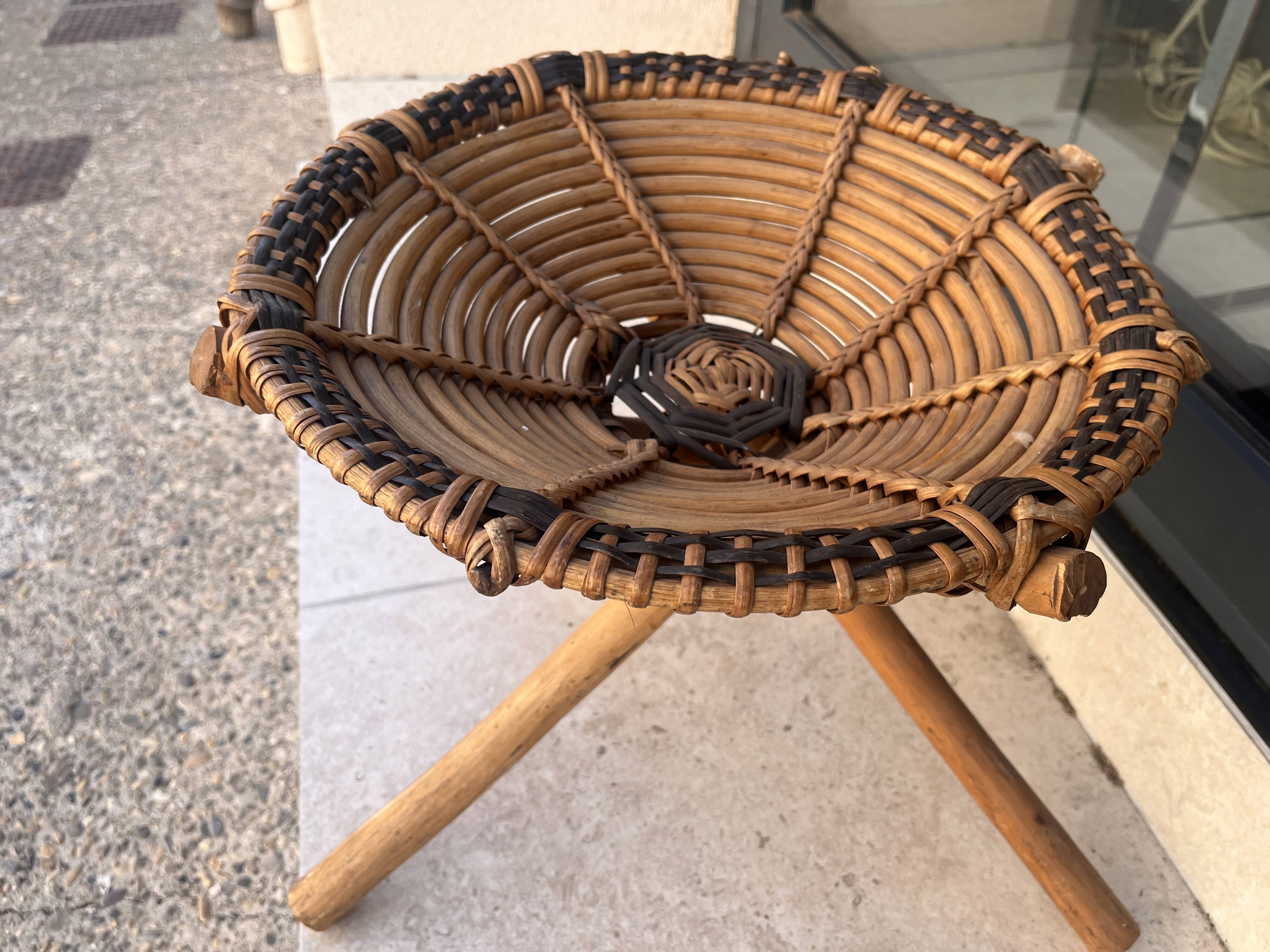 African rattan low stool