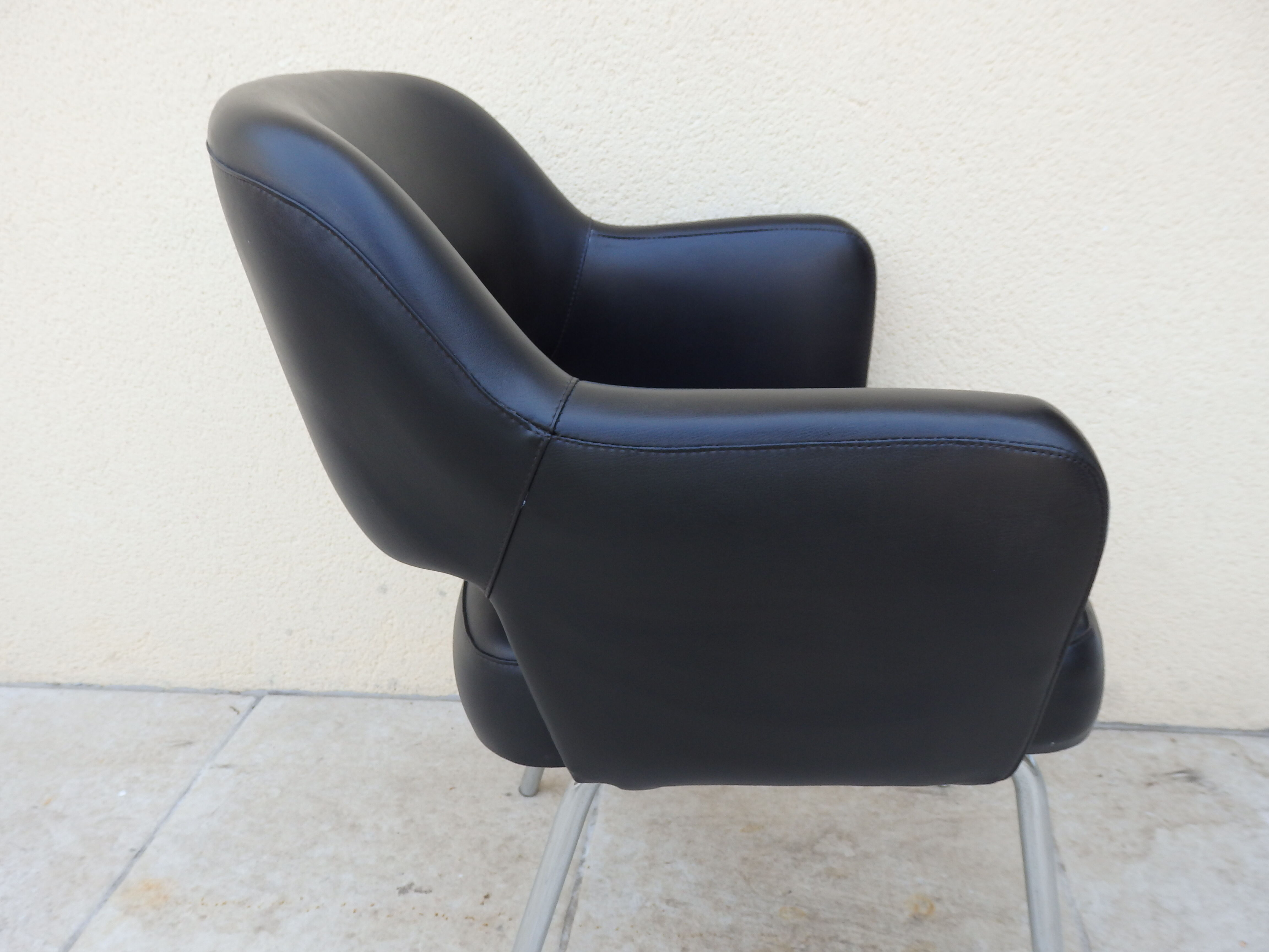 Vintage conference armchair skai black year 50/60