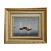 Bateaux de voile dans la peinture antique d’huile d’océan