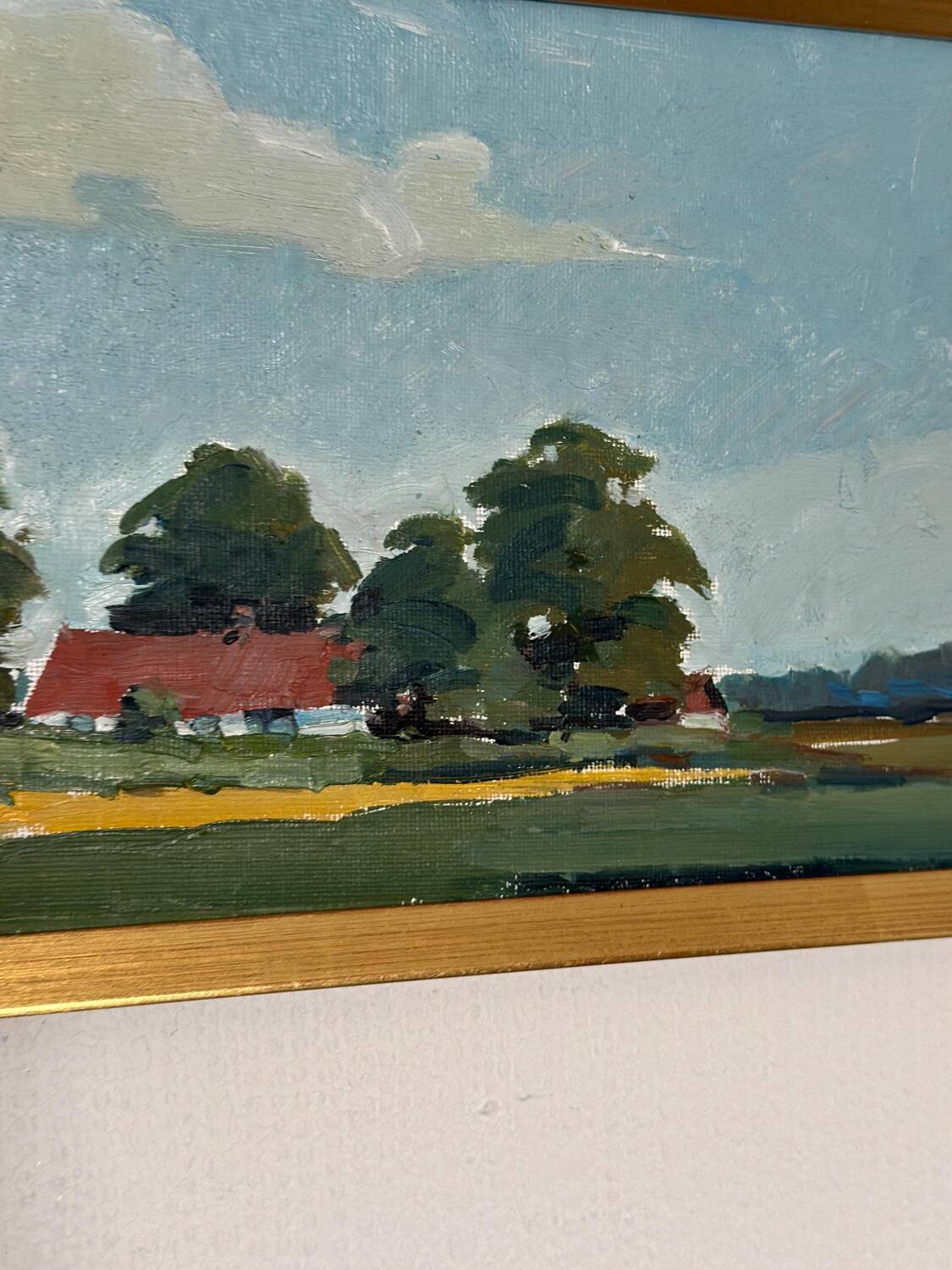 Original Swedish Oil on Canvas – “Landscape with Farms” by Schörström