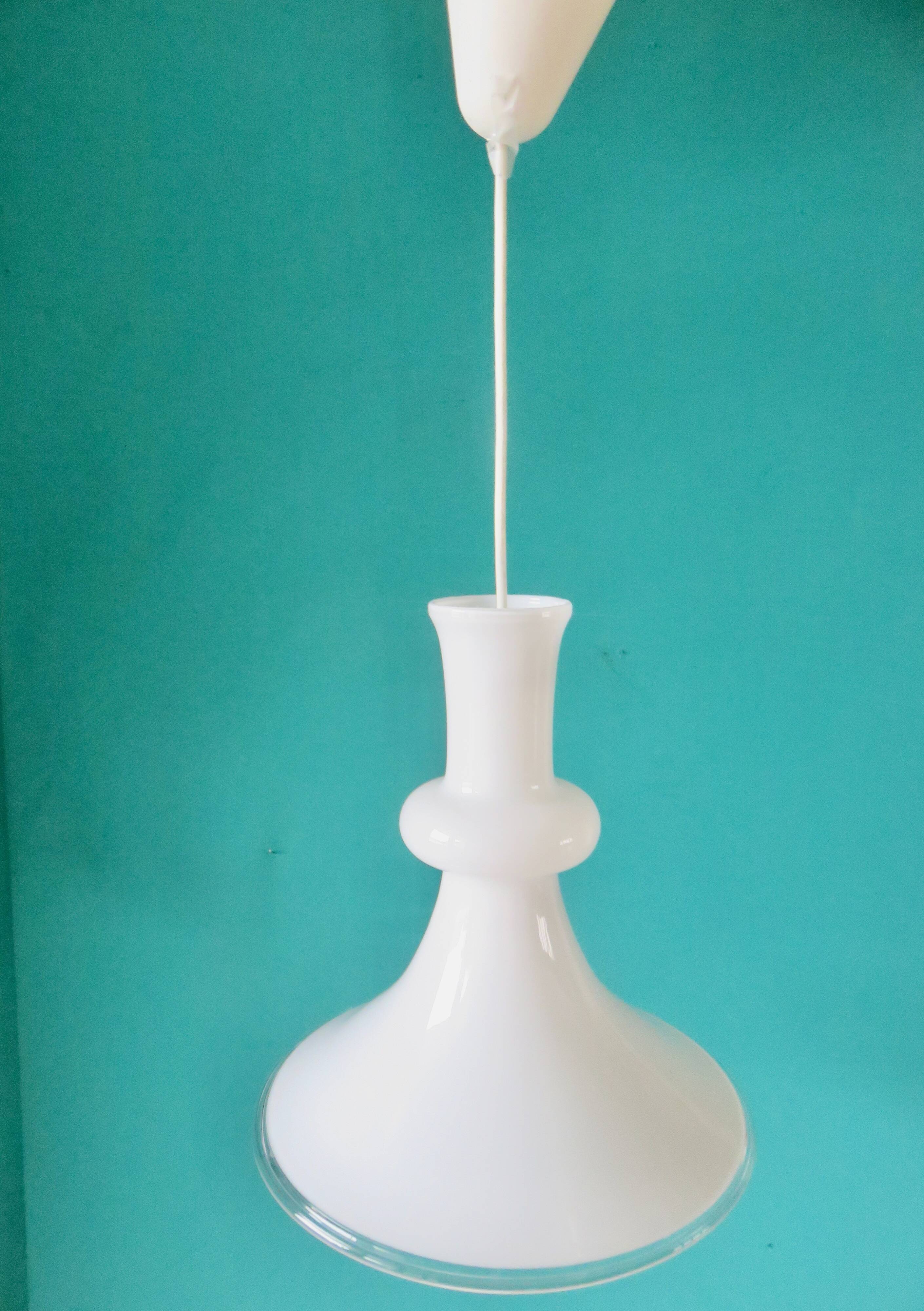 Opal glass pendant lamp by Mickael Bang for Holmegard. Denmark 1972
