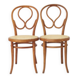 Pair Thonet Cafe-Chairs approx. 1880s - Bentwood, Cane seat weaving