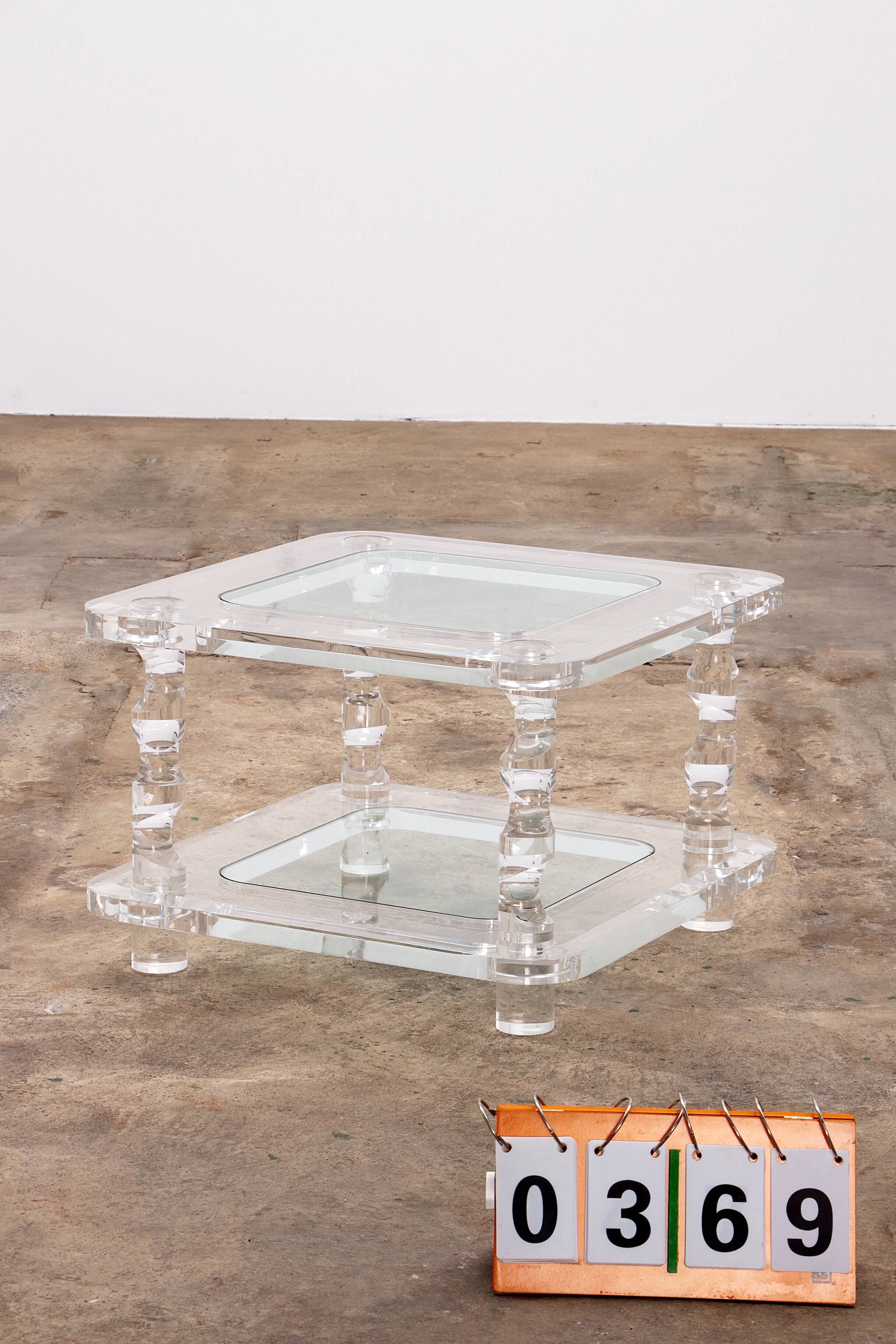 French Coffee Table Lucite and Glass Maison Romeo, 1970s