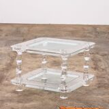Table basse française Lucite et verre Maison Roméo, années 1970