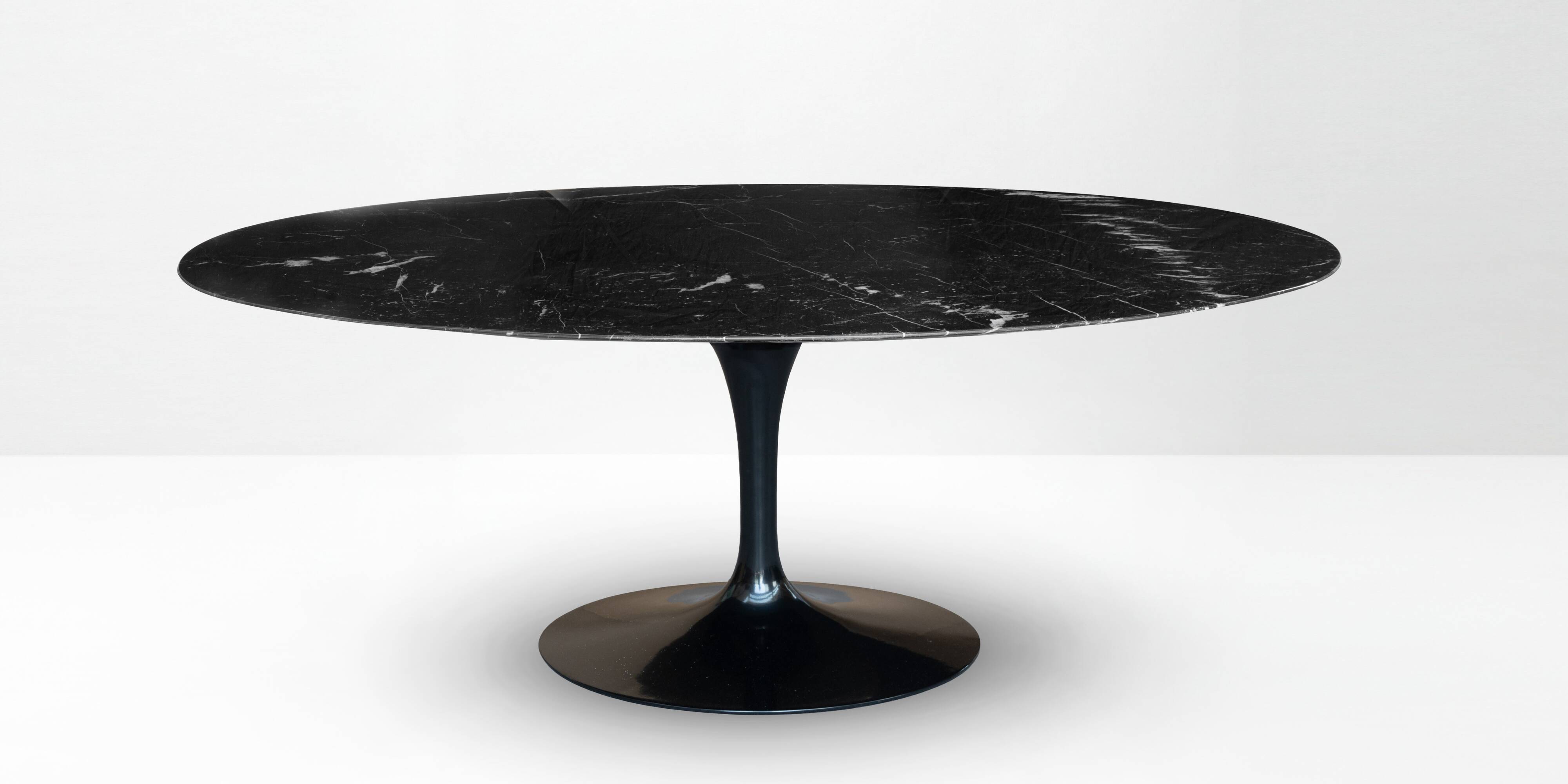Originele Knoll Tulip ovale 198x121cm Nero Marquina glanzend in NIEUWSTAAT!