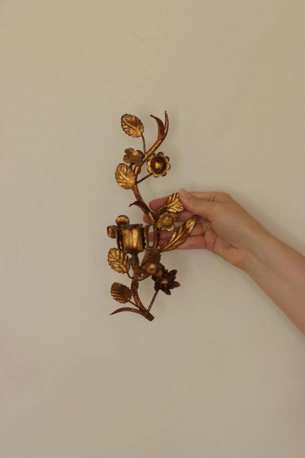 Pair of Mid-Century Italian Gilded Metal Sconces