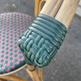 Pair of bistro chairs in bamboo and two-tone weaving