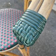Pair of bistro chairs in bamboo and two-tone weaving