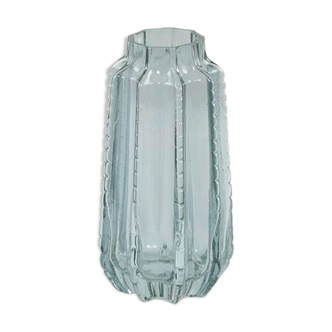Vase en verre bleu "pattern"
