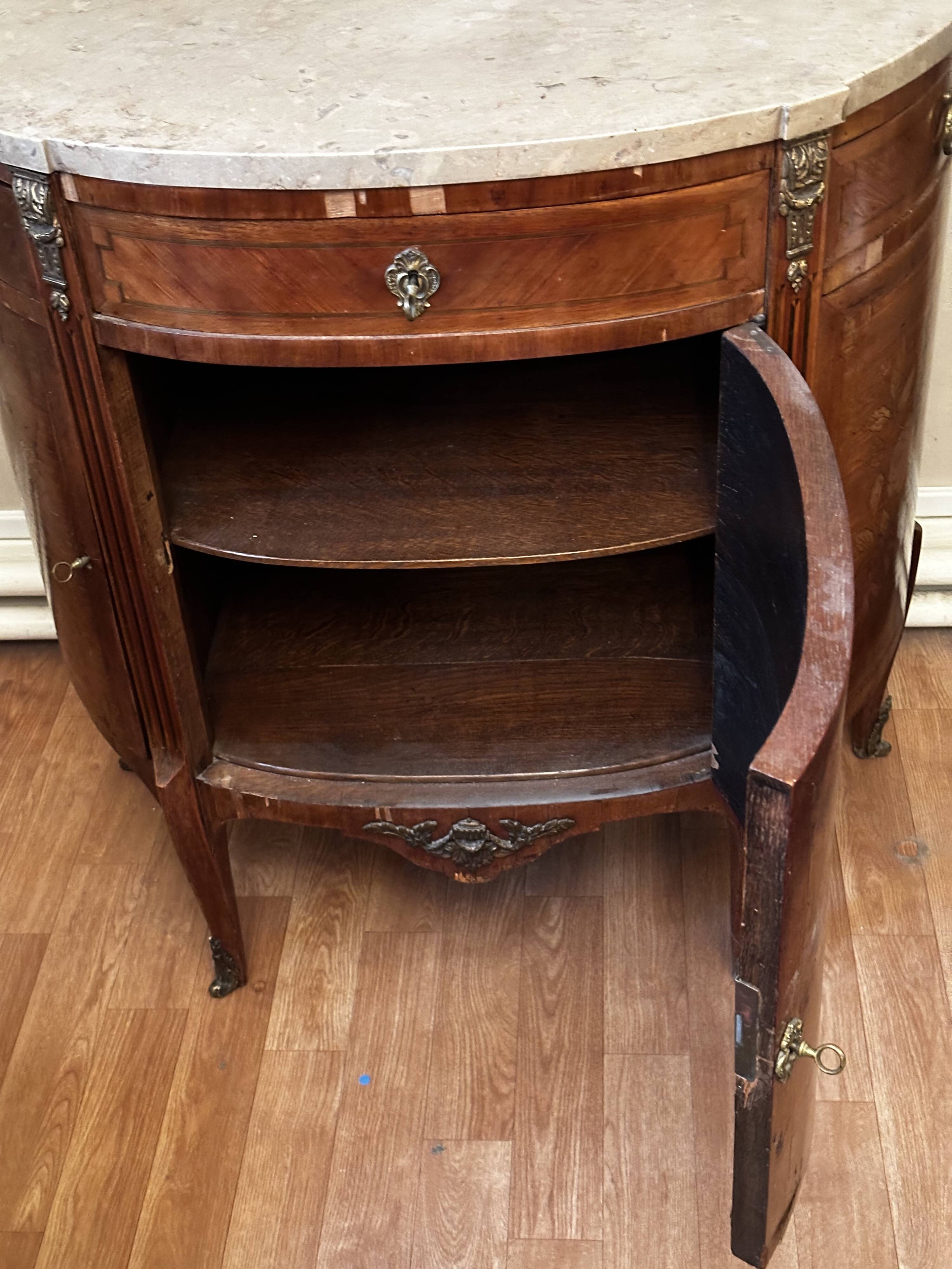 Louis XVI Style Half-Moon Chest of Drawers with Marquetry