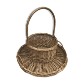 Panier ancien picnic et porte bouteille en rotin