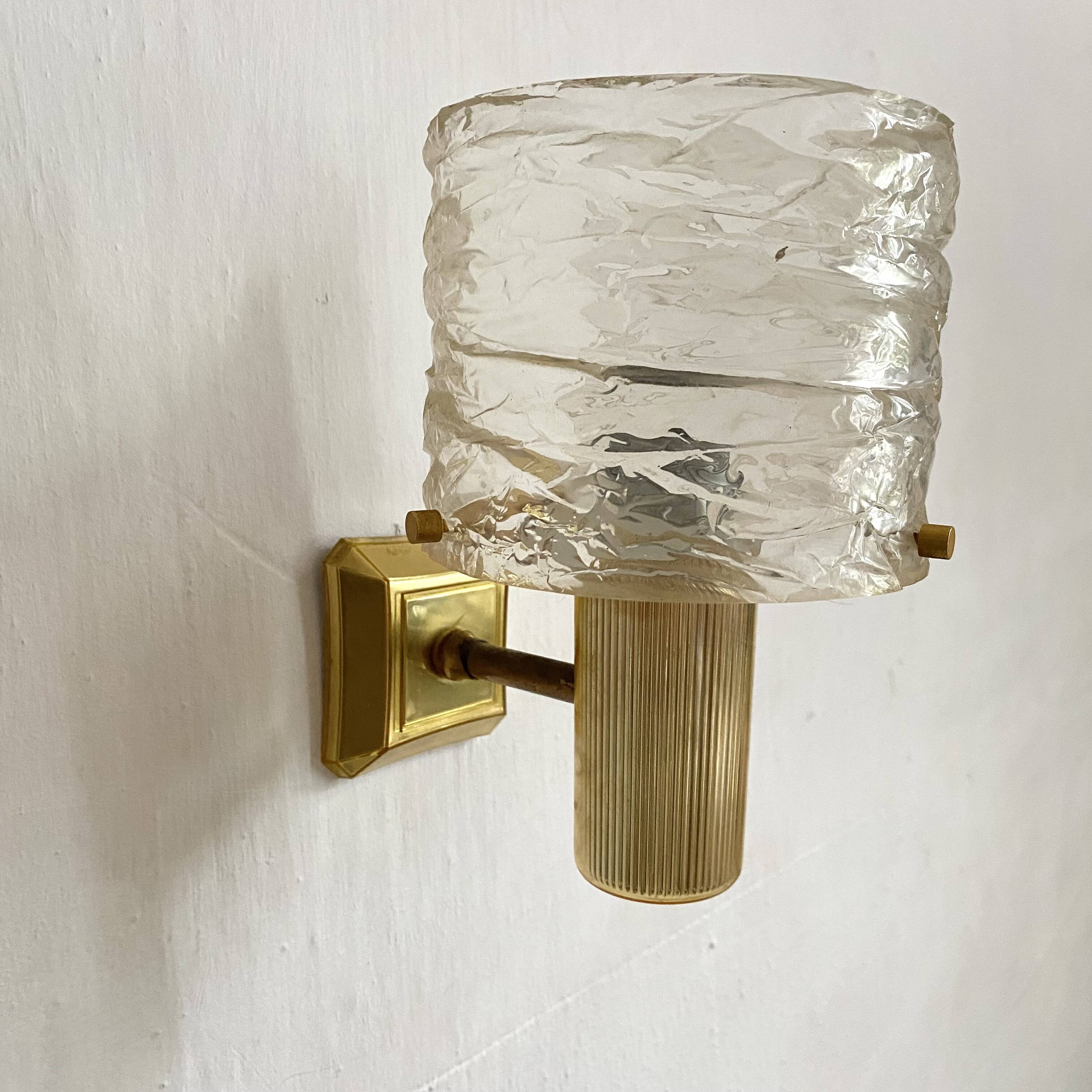 Set of 4 60s wall lights in champagne-colored resin