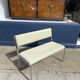 Chrome Bench Green Stripped 1970s Hollywood Regency Modernist Vintage