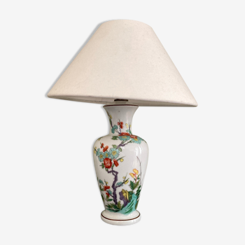 Vintage lamp - in Paris porcelain - lamp decorated with flowers and butterflies