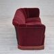 1960s, Danish 3 seater sofa, original condition, cherry-red furniture velour.