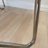 Set of 2 vintage office chairs in black leather chrome base plastic armrests / retro 1980s room