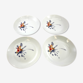 4 soup plates in Limoges Tharaud porcelain
