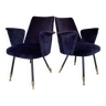 Pair midnight blue velvet armchairs