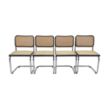 Set of 4 Tubular Frame and Cane Cantilever dining chairs, Italy, 1970s