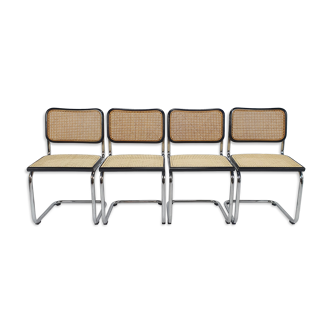 Ensemble de 4 chaises modèle Cesca, Marcel Breuer, Italie, années 1970