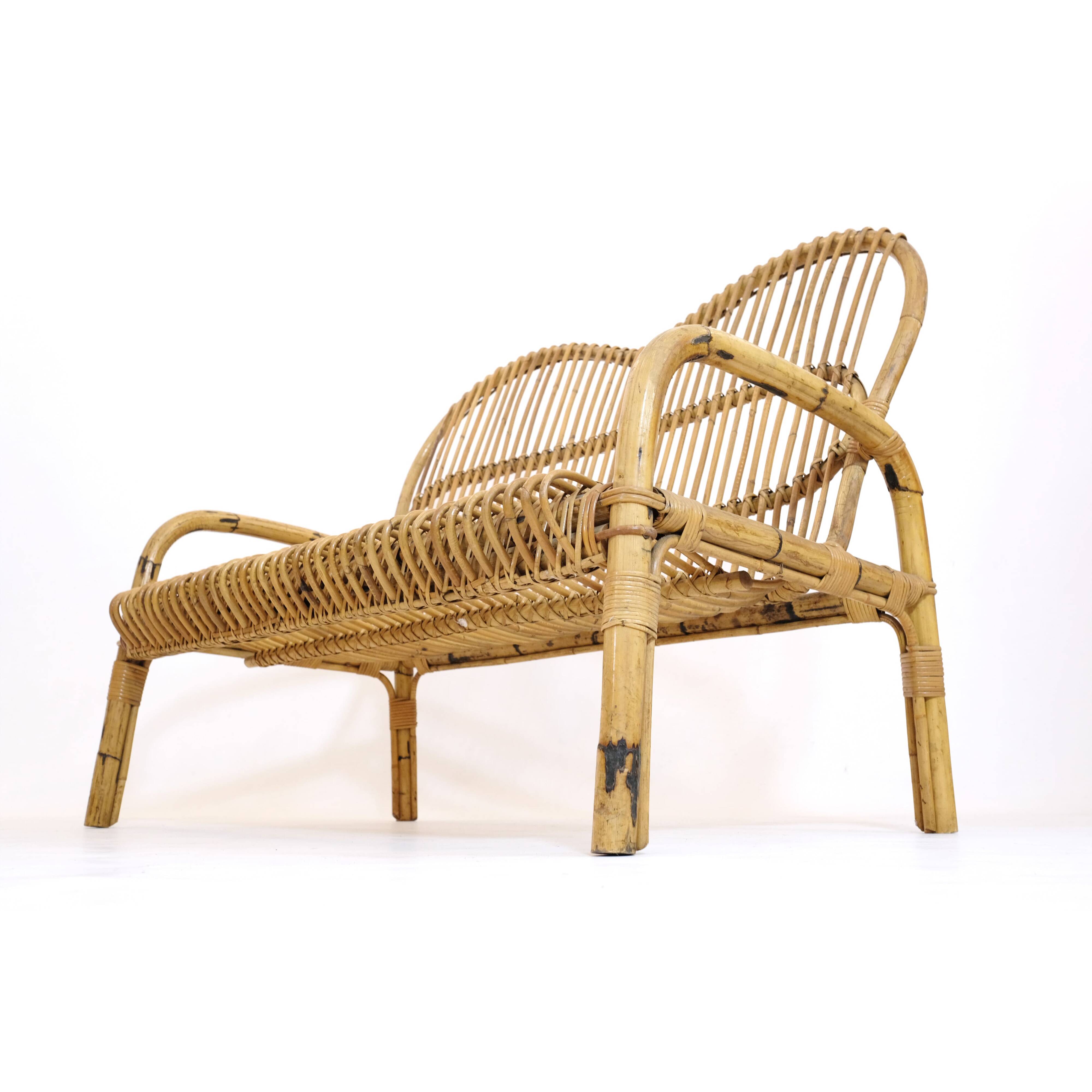 Canapé en rotin italien des années 60