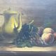 Still life painting with fruit and teapot