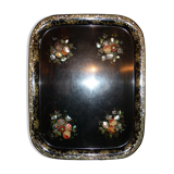 Old Napoleon III pink and mother-of-pearl inlaid tray