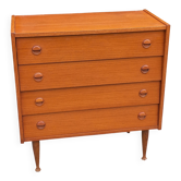 Scandinavian style 4-drawer teak chest of drawers, 1970s