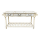 Console in painted wood, off-white patina, 3 drawers, lower shelf.