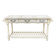 Console in painted wood, off-white patina, 3 drawers, lower shelf.
