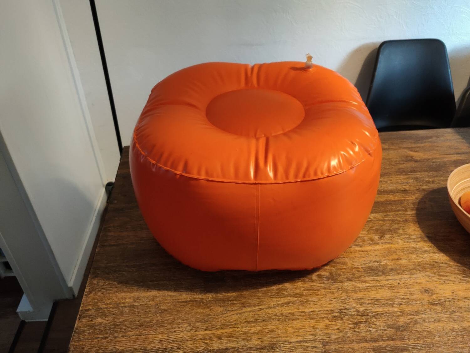 Vintage orange inflatable pouf 70