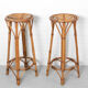 Set of 2 Vintage Bar Stool in Rattan and Bamboo, 1960s