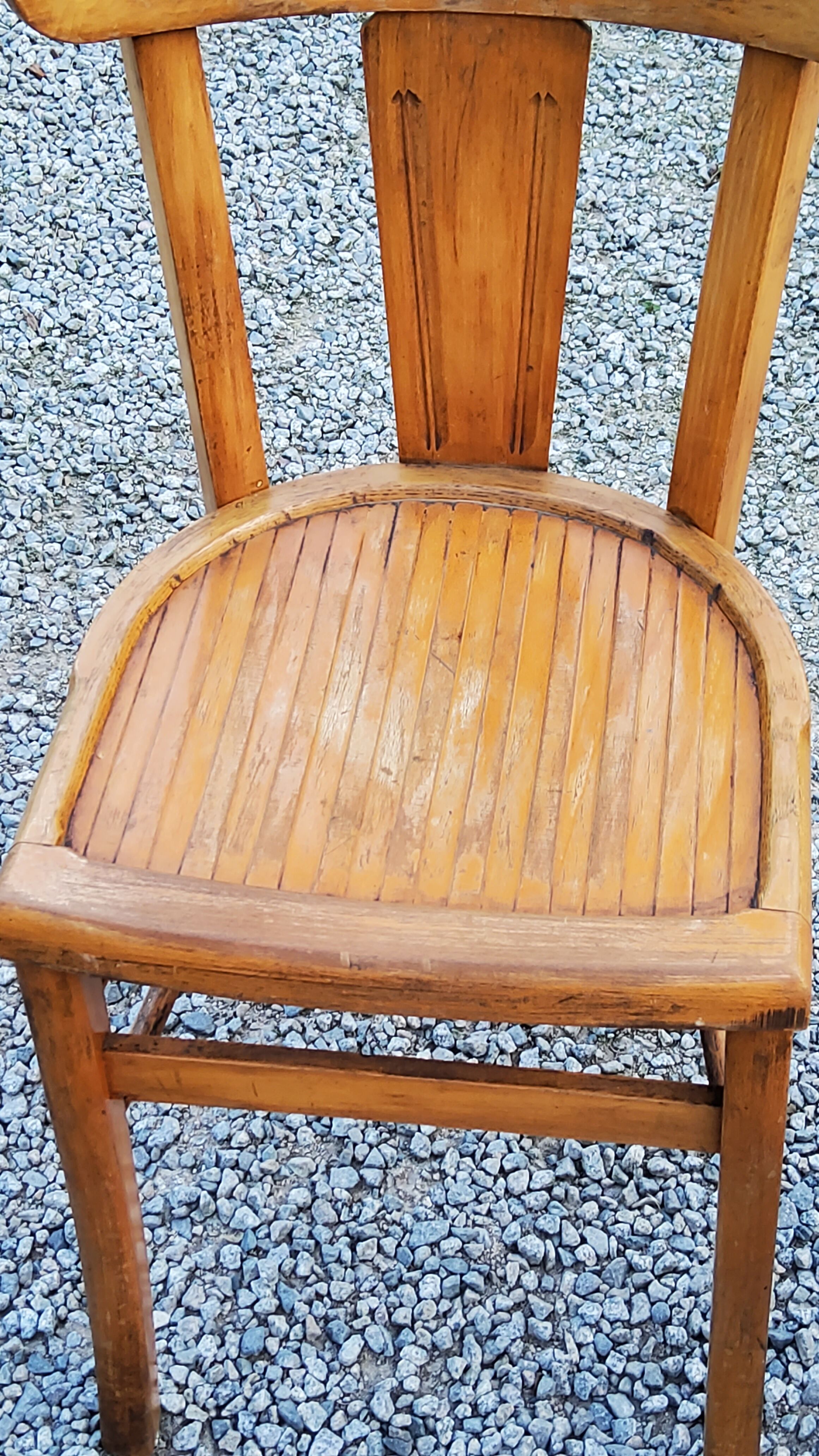 Set of 4 bistro chairs in beech and blond oak from the 50s
