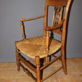Pair of straw armchairs in cherry wood Directoire early XIX