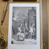 Christmas in Norway, old engraving, printed in 1885.