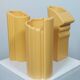 Three yellow vases in Memphis style by ASA Germany.