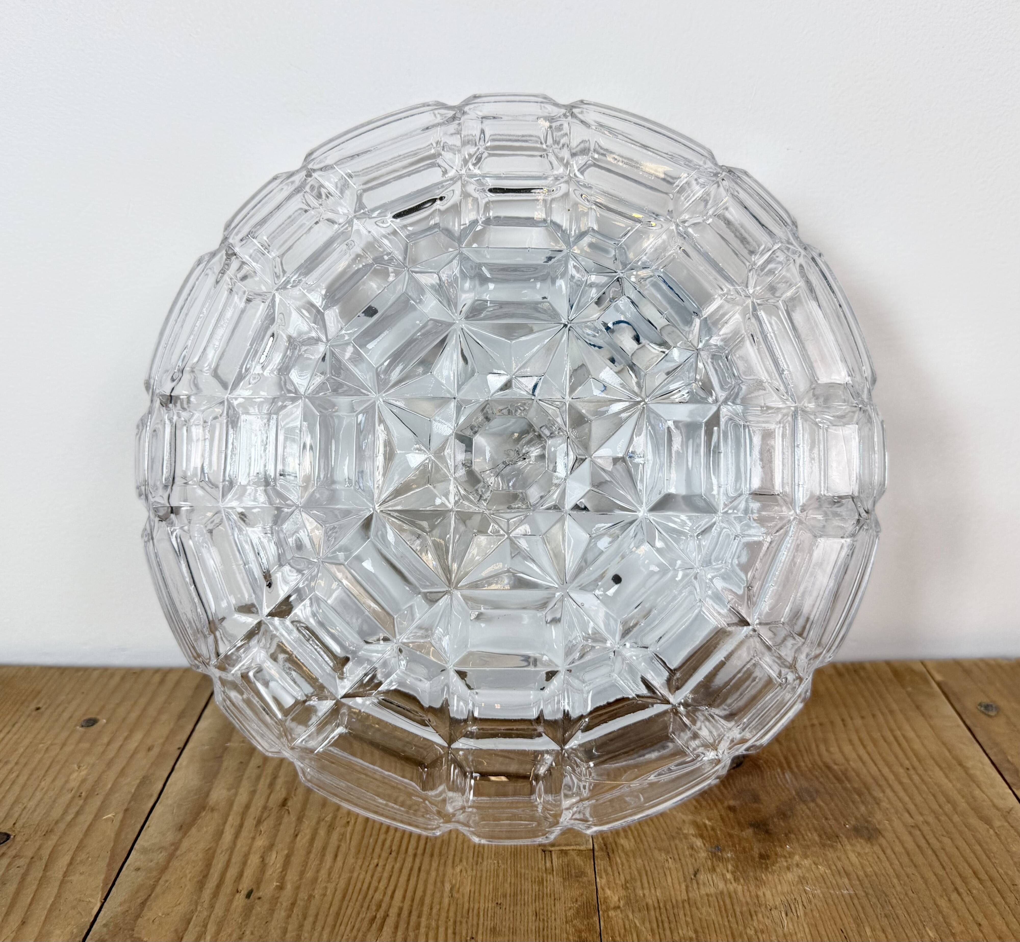 Vintage Glass Wall or Ceiling Light, 1970s