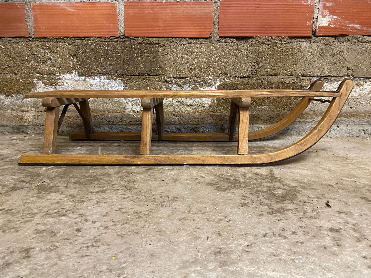Vintage Davos wooden & metal sled for winter sports