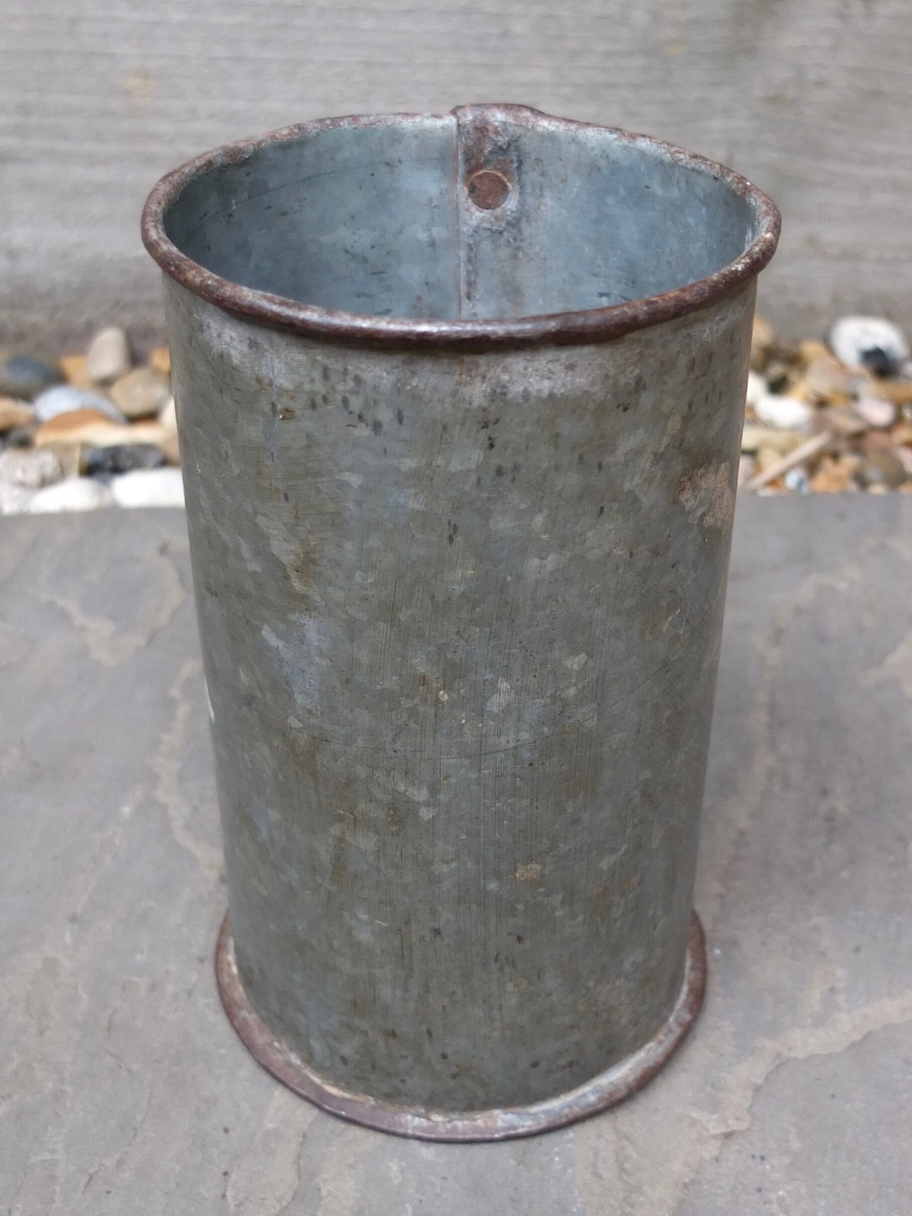 Vintage Galvanised Zinc Flower Pot / Grain Measure
