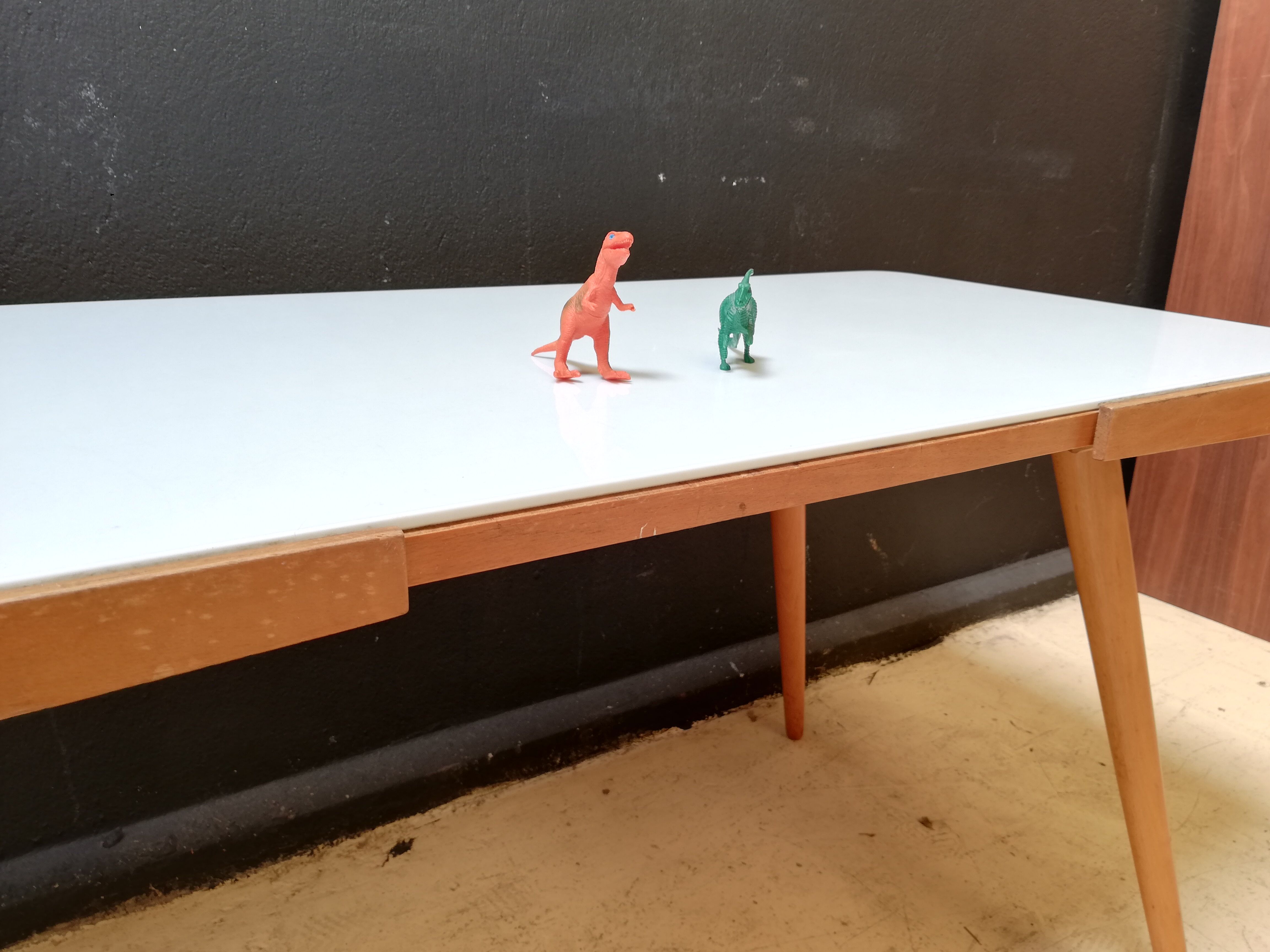 Wooden coffee table, children's desk glass top, interier praha, 1960, Czechoslovakia