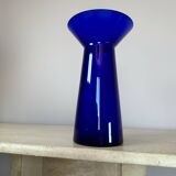 Blue crystal vase Scandinavian design Kaj Franck 70s