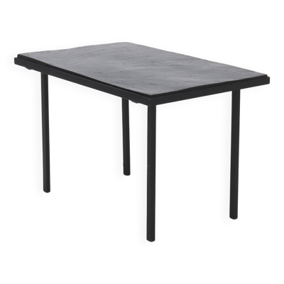 Table d'appoint ou table basse minimaliste en acier et ardoise des années 1960