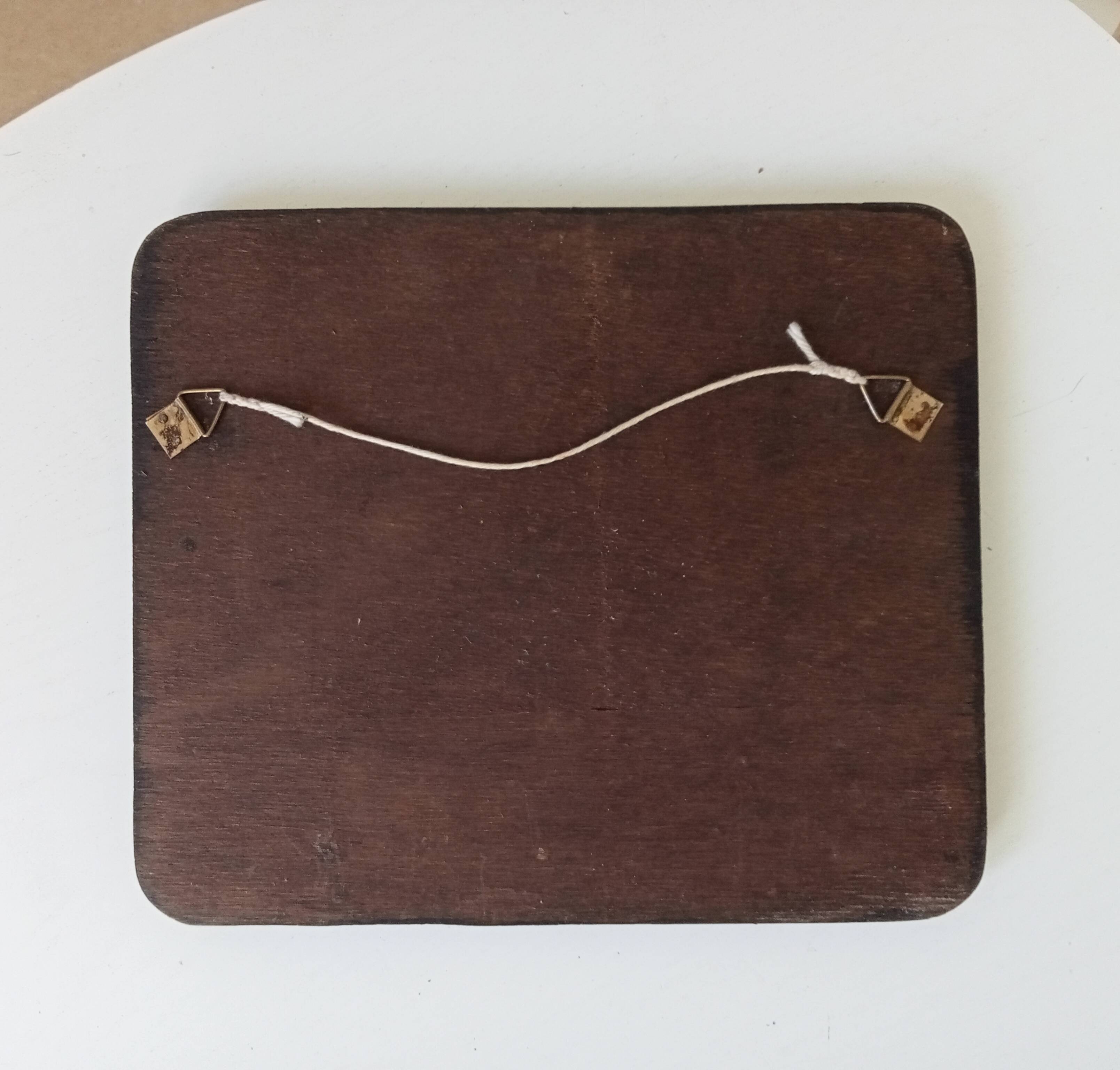 Vintage 70s mirror in wood and leather
