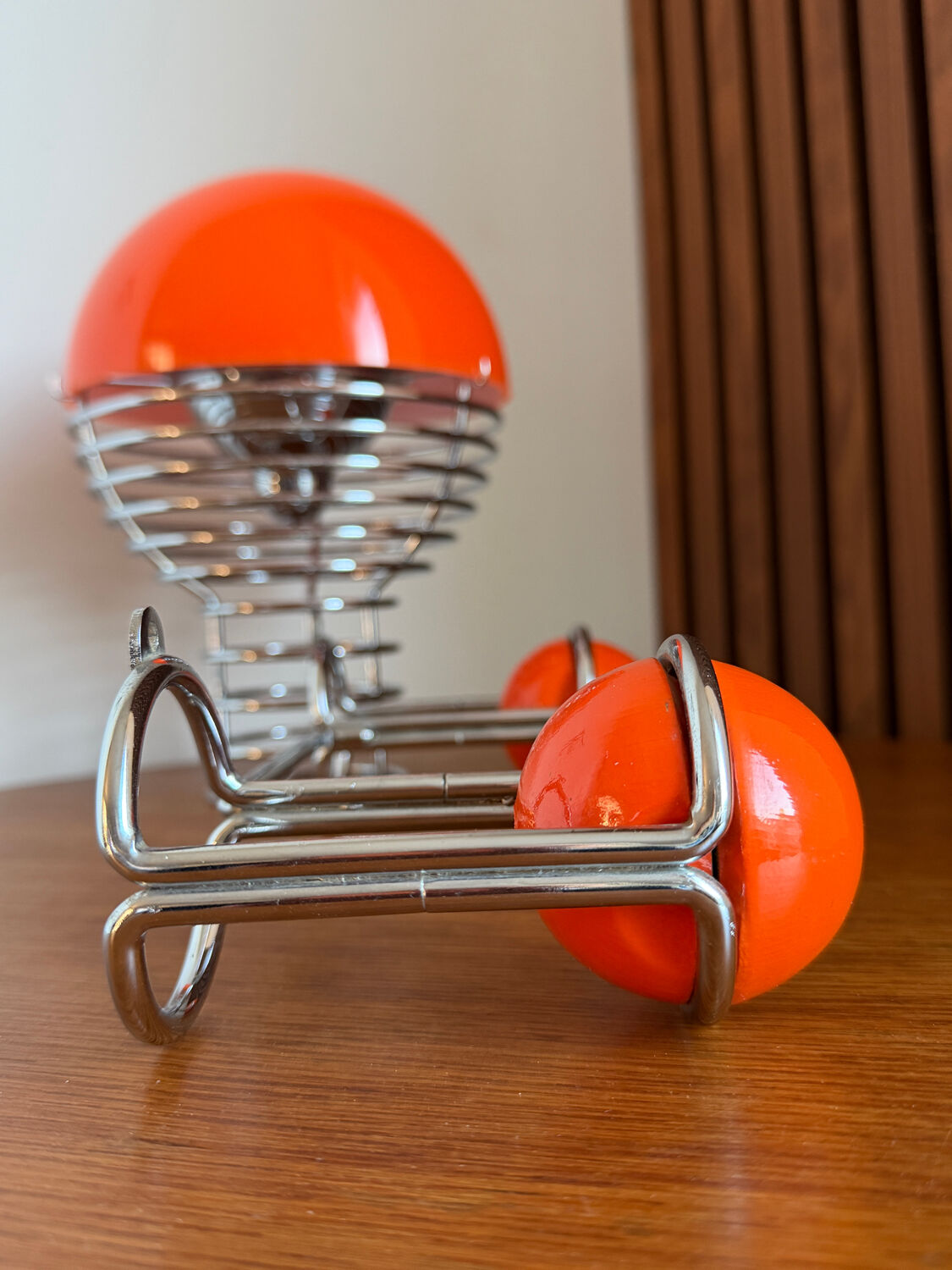 Patère double "Boule" Orange & Chrome  Space Age
