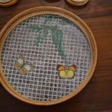 bamboo and glass butterfly tray + 4 coasters