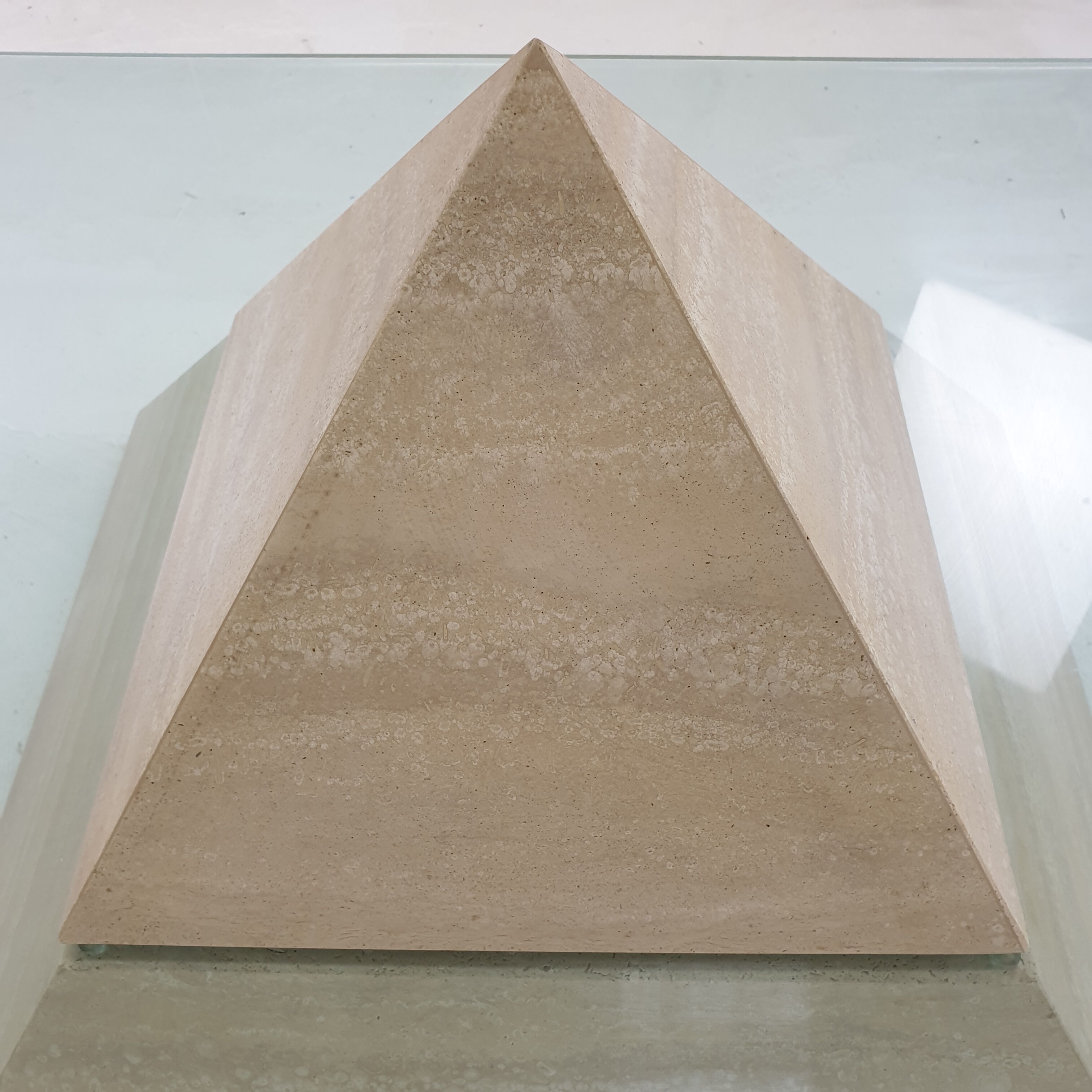 Italian Travertine Pyramid Coffee Table, 1980s