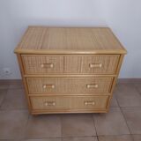 Commode en osier et rotin vintage