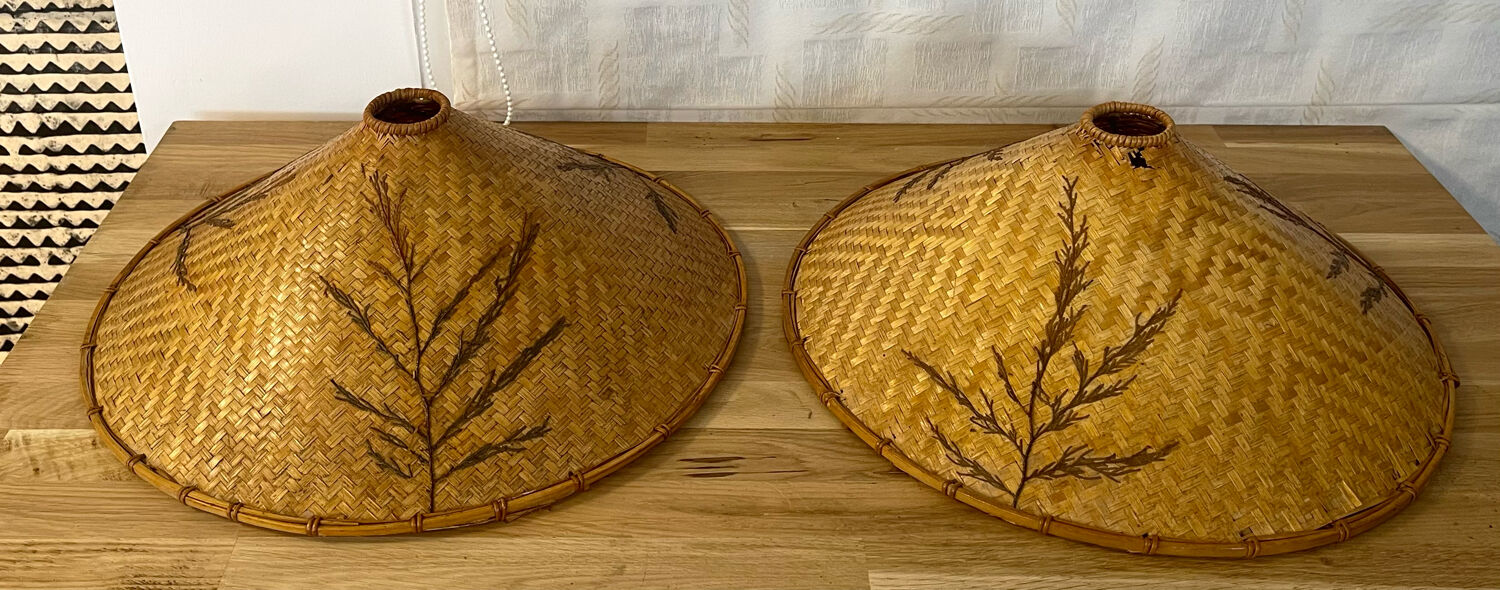 2 rattan lampshades