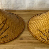 2 rattan lampshades