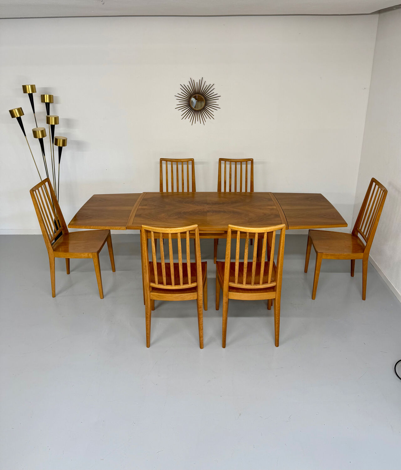 Lot de 6 chaises en hêtre massif vintage bois bicolore design annee 60